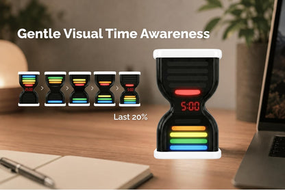 Pomodoro Timer for Productivity, Visual Countdown with Light Flow, Flip Timer 25/5 min, Custom Countdown Count-up, USB-C Rechargeable, Silent, Study for Kids Students ADHD Gift Work Classroom Office