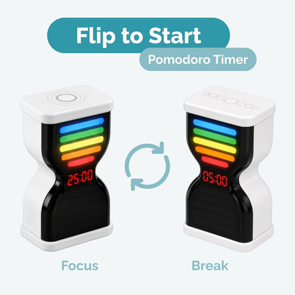 Pomodoro Timer for Productivity, Visual Countdown with Light Flow, Flip Timer 25/5 min, Custom Countdown Count-up, USB-C Rechargeable, Silent, Study for Kids Students ADHD Gift Work Classroom Office