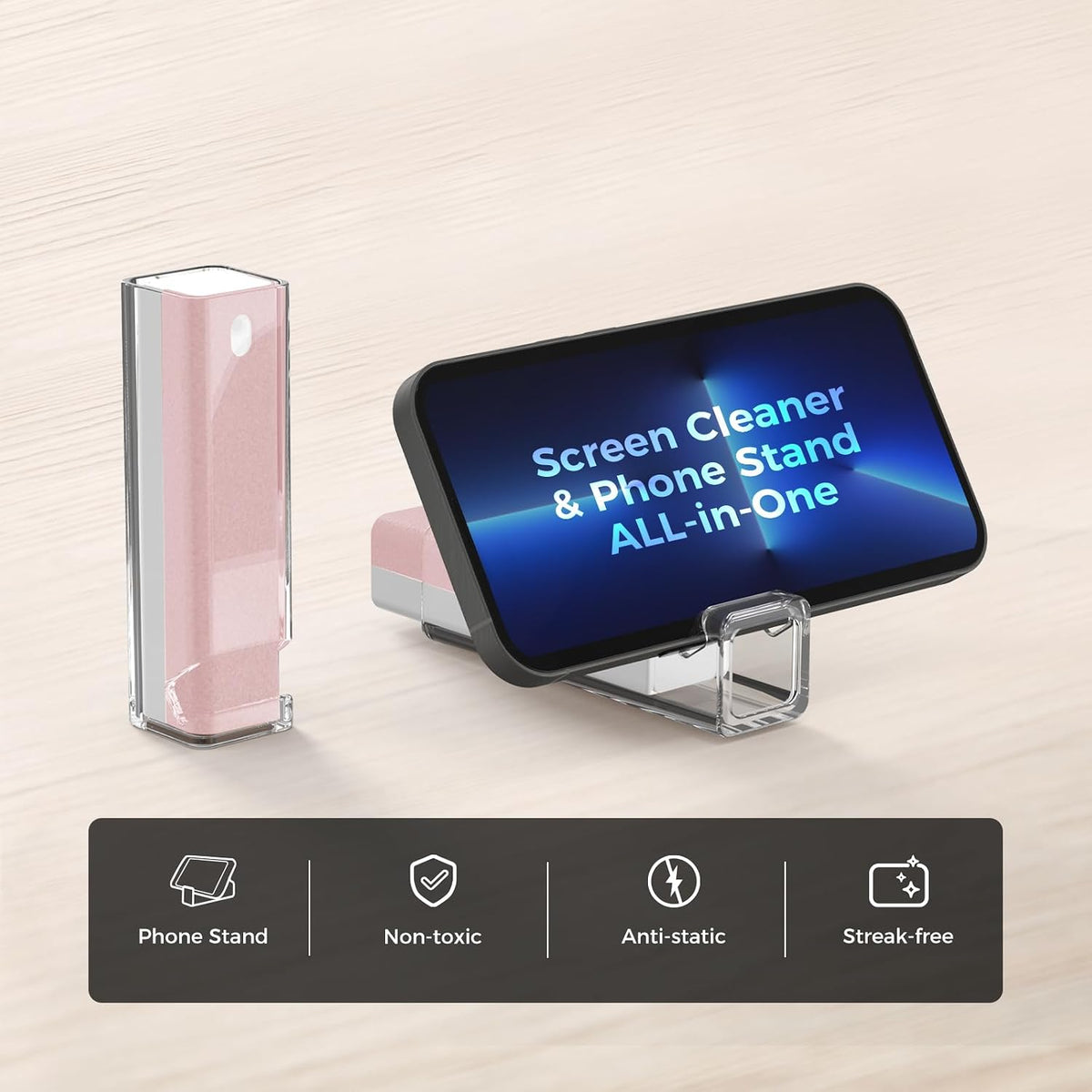Screen Cleaner Spray with Phone Stand Case & Microfiber