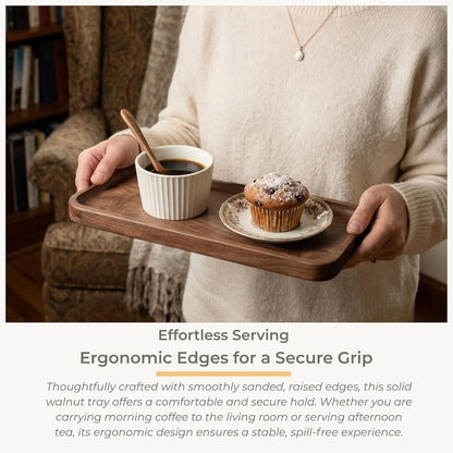 Walnut Serving Tray Solid Wood Tray, 11.8 x 5 inch