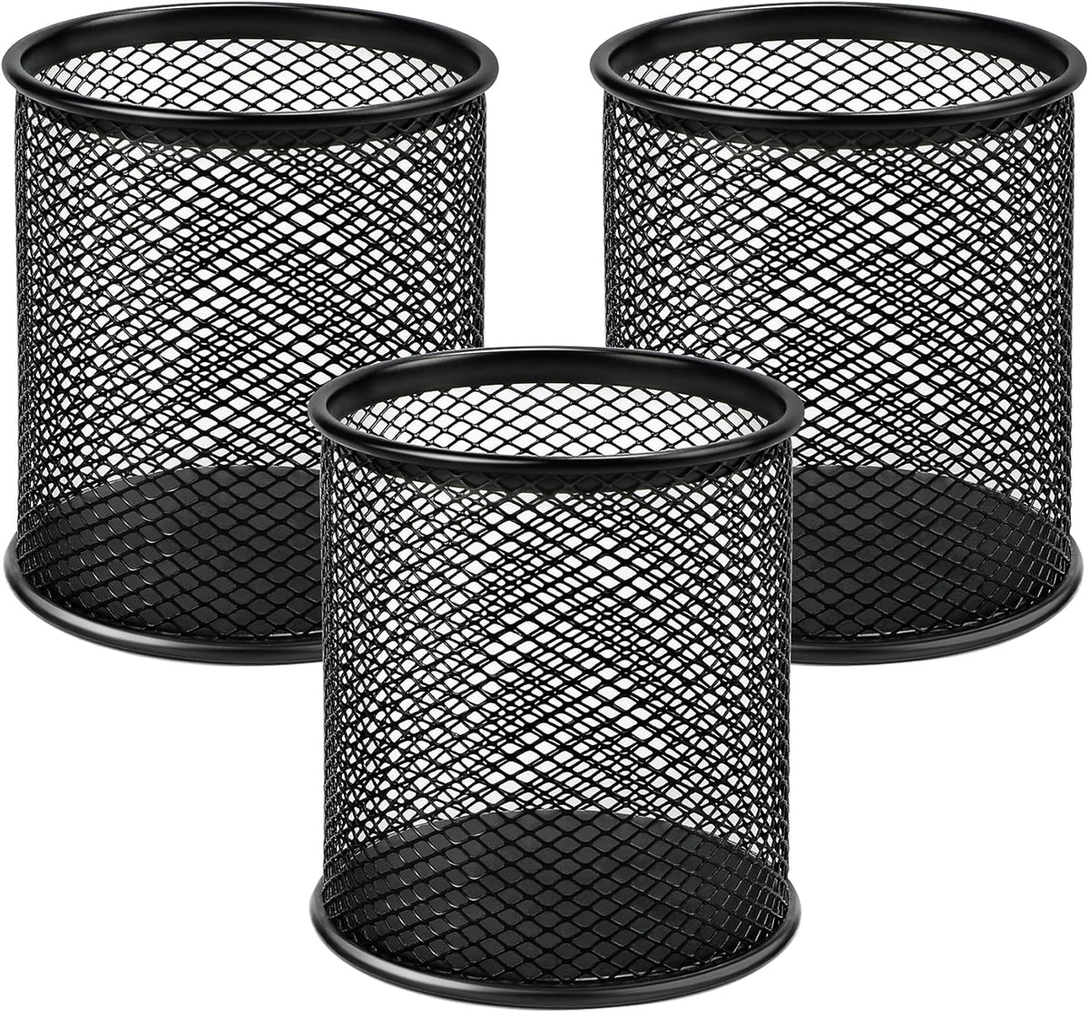 Pen Holder for Desk,Mesh Metal, Non-Slip EVA Pad, 3.7’’ Tall