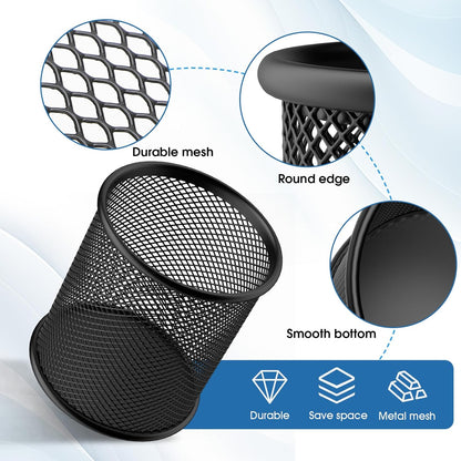 Pen Holder for Desk,Mesh Metal, Non-Slip EVA Pad, 3.7’’ Tall