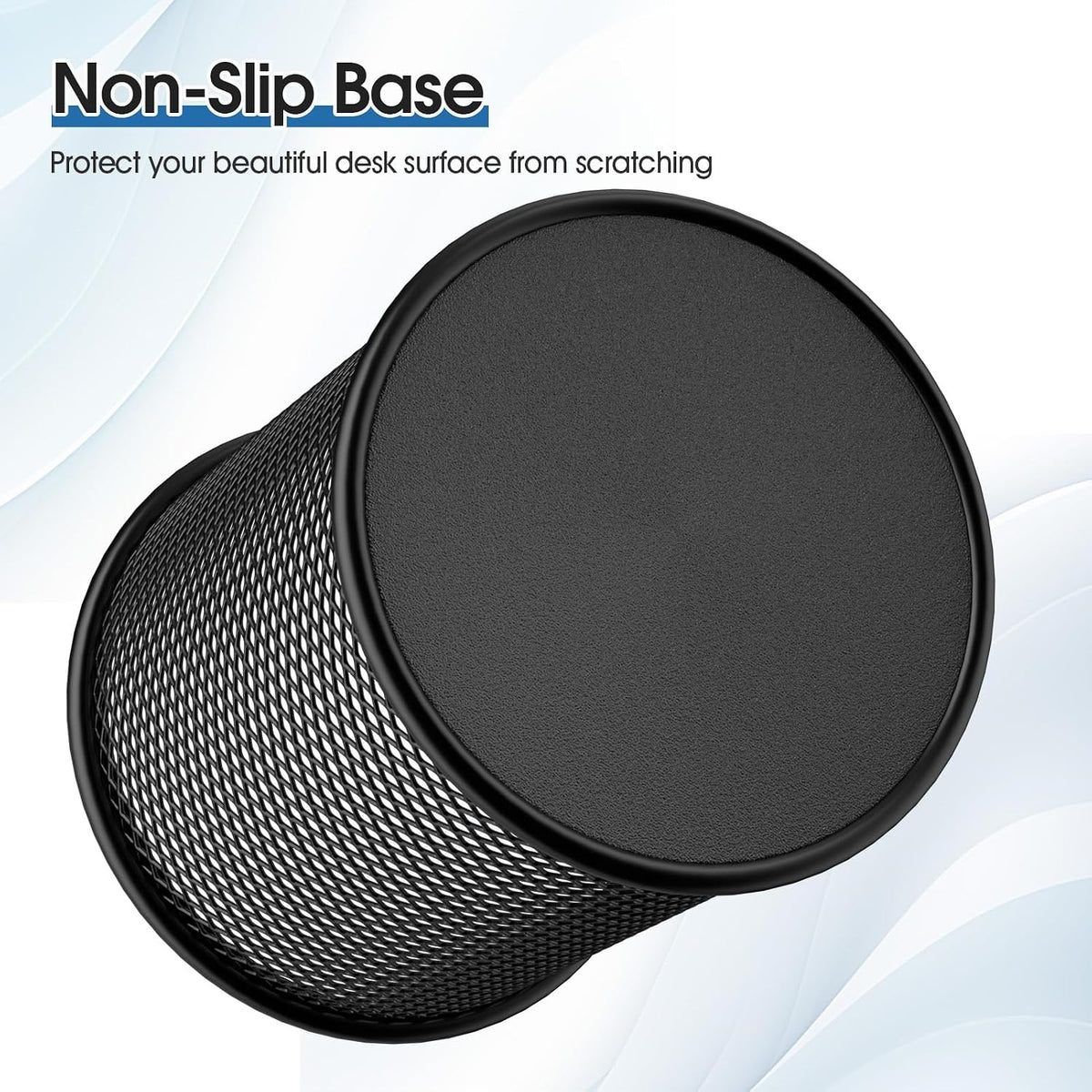 Pen Holder for Desk,Mesh Metal, Non-Slip EVA Pad, 3.7’’ Tall