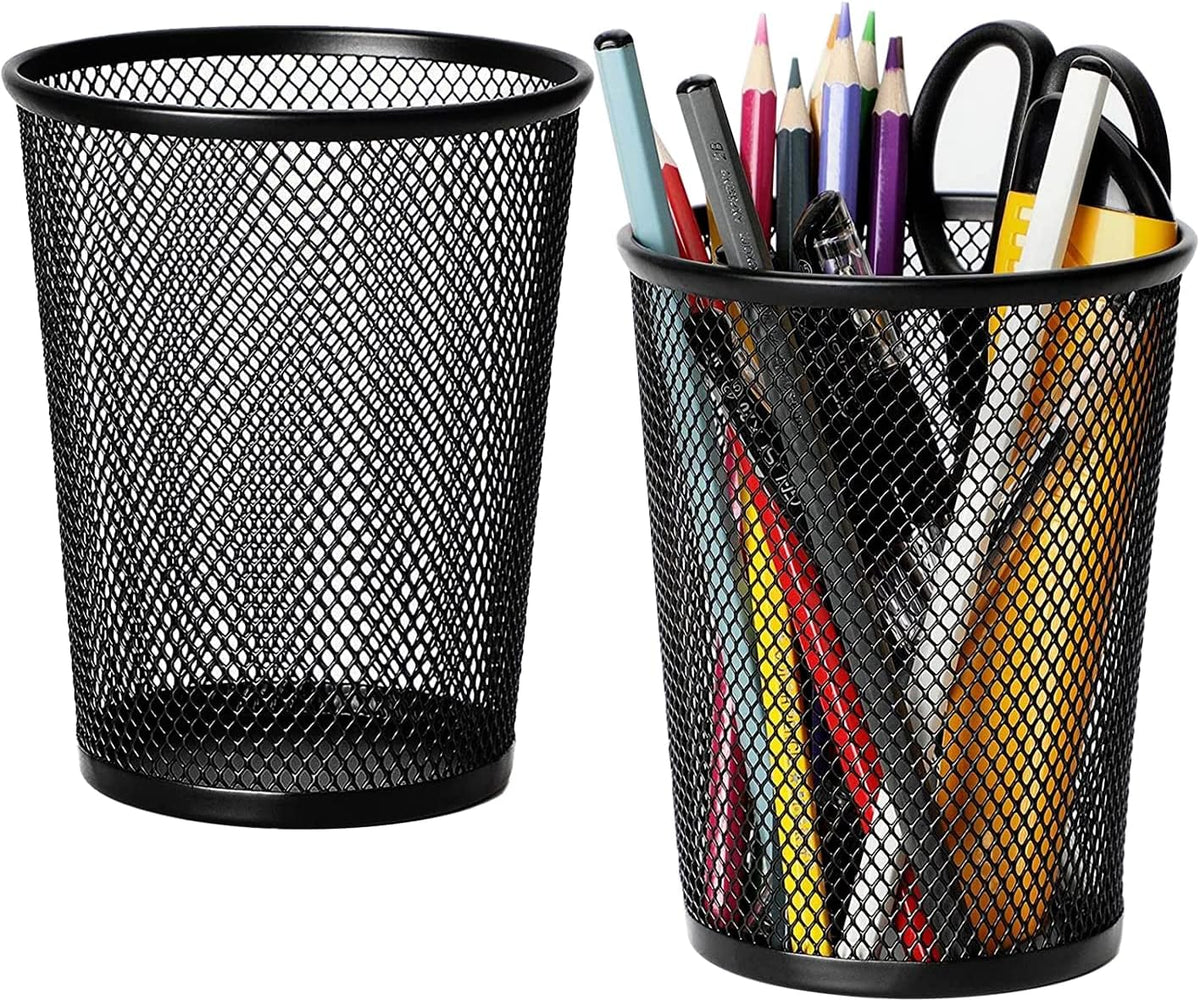Pen Holder for Desk,Mesh Metal, Non-Slip EVA Pad, 3.7’’ Tall