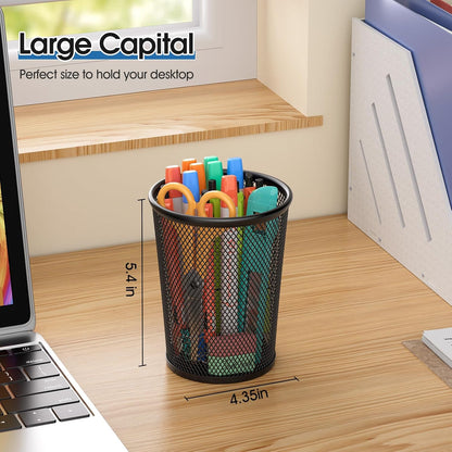 Pen Holder for Desk,Mesh Metal, Non-Slip EVA Pad, 3.7’’ Tall