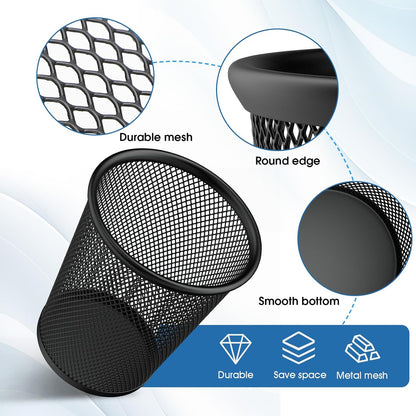 Pen Holder for Desk,Mesh Metal, Non-Slip EVA Pad, 3.7’’ Tall