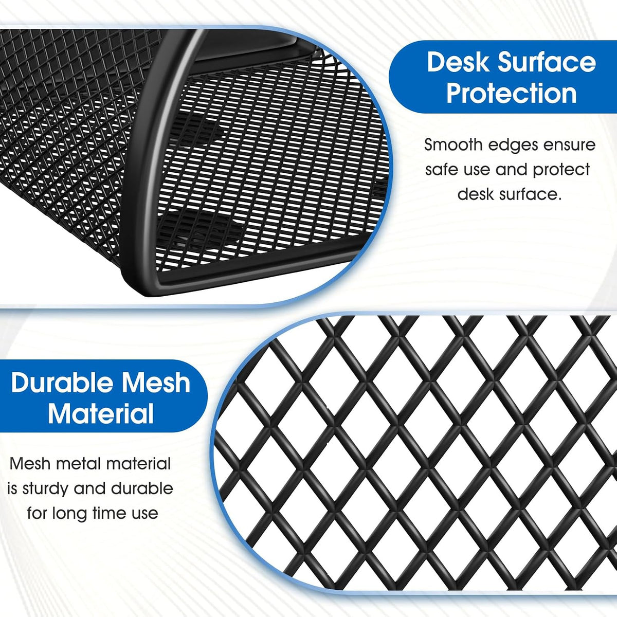 Pen Holder for Desk,Mesh Metal, Non-Slip EVA Pad, 3.7’’ Tall