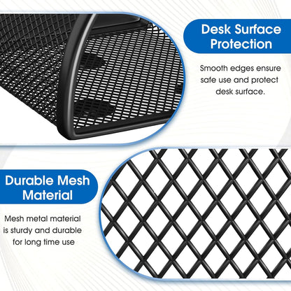 Pen Holder for Desk,Mesh Metal, Non-Slip EVA Pad, 3.7’’ Tall