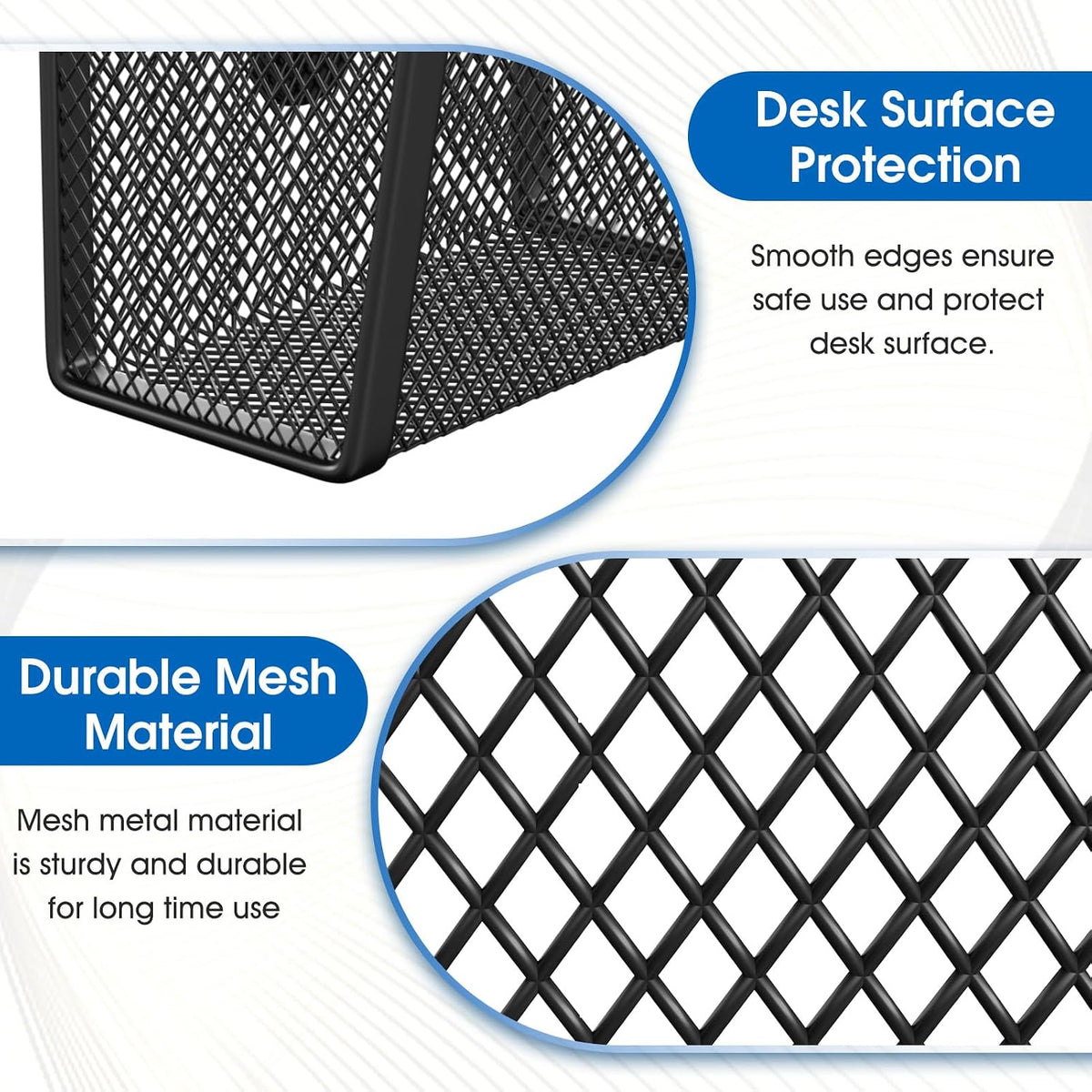 Pen Holder for Desk,Mesh Metal, Non-Slip EVA Pad, 3.7’’ Tall