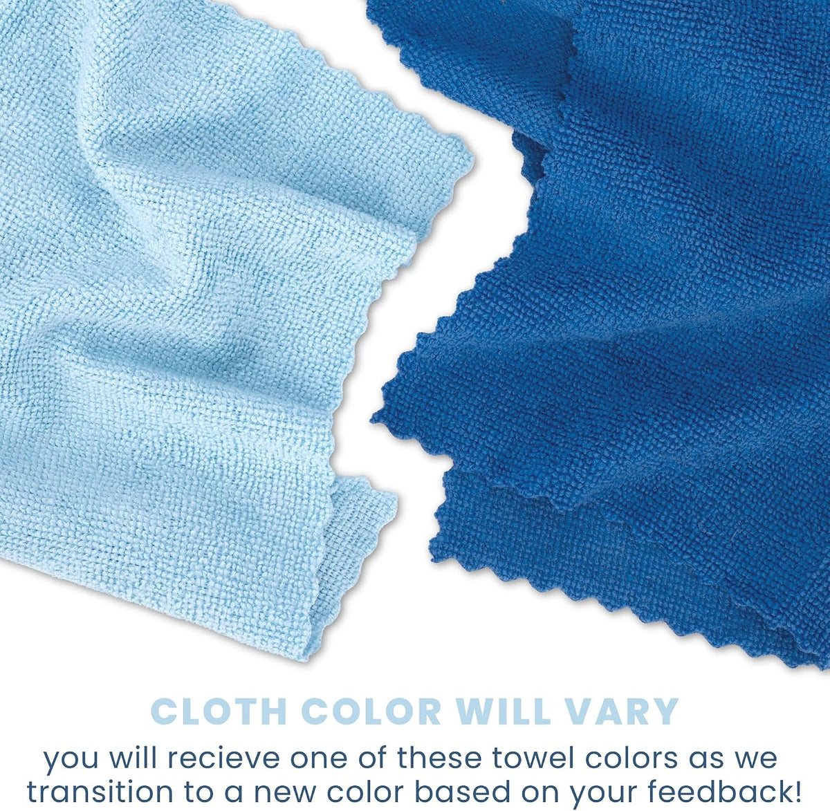 . Microfiber Cleaning Cloth, 50 Pack, 11.8" x 11.8", Blue