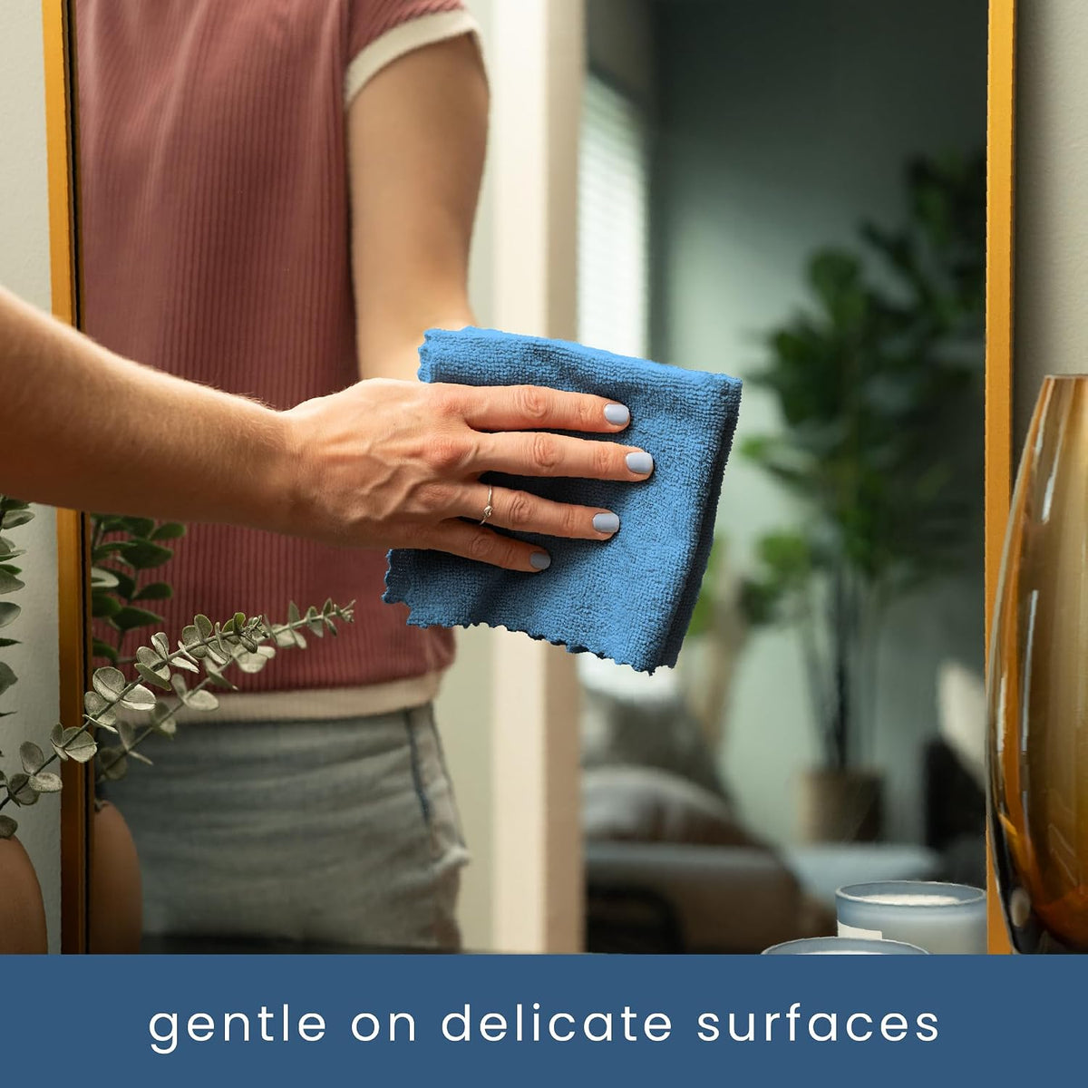 . Microfiber Cleaning Cloth, 50 Pack, 11.8" x 11.8", Blue