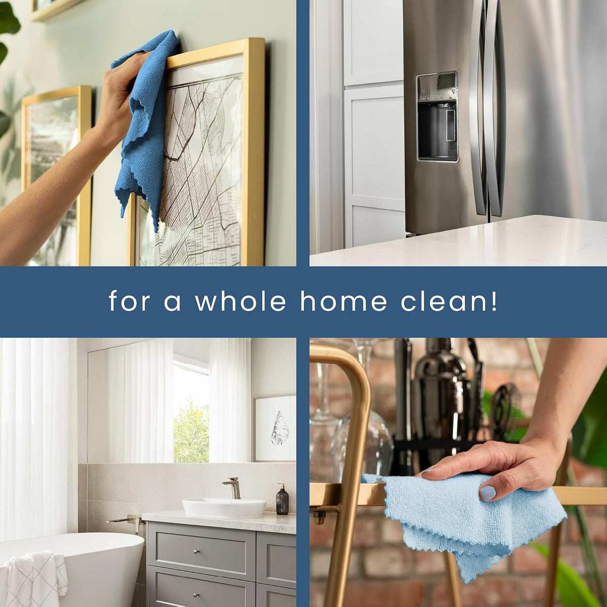 . Microfiber Cleaning Cloth, 50 Pack, 11.8" x 11.8", Blue