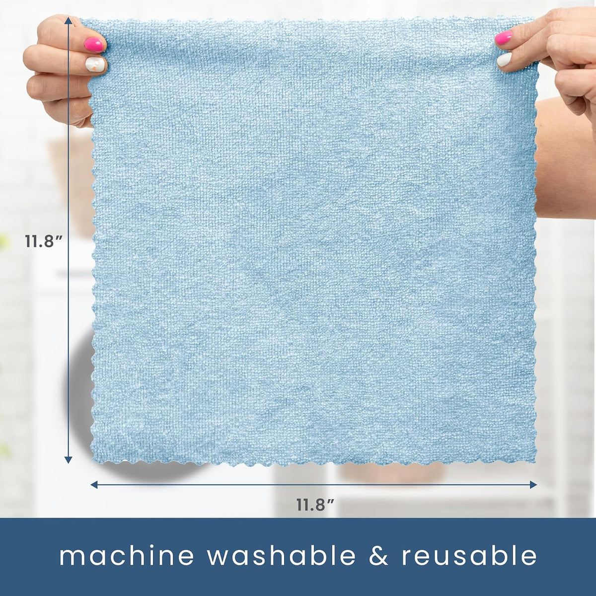 . Microfiber Cleaning Cloth, 50 Pack, 11.8" x 11.8", Blue