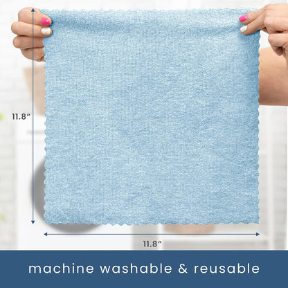 . Microfiber Cleaning Cloth, 50 Pack, 11.8" x 11.8", Blue