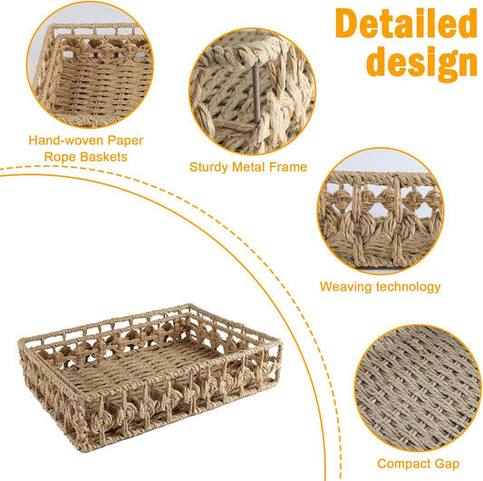 2 Pack File Folders Organizer,Woven Storage Basket for Folders,Mail,Letter,Office Supplies Desk Accessories for Women,Paper Letter Tray Desk Organizer,Stackable File Storage Desktop Organizer