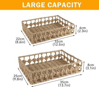 2 Pack File Folders Organizer,Woven Storage Basket for Folders,Mail,Letter,Office Supplies Desk Accessories for Women,Paper Letter Tray Desk Organizer,Stackable File Storage Desktop Organizer