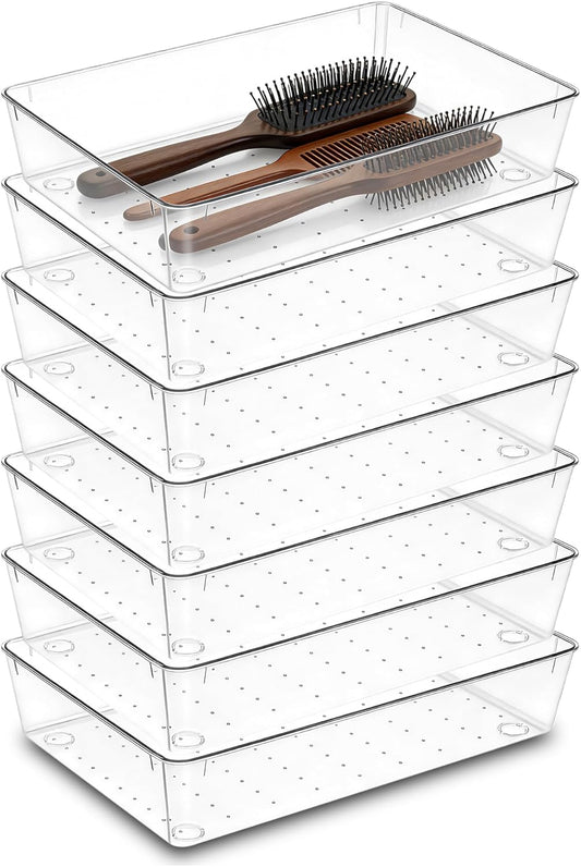 6"*9" Clear Drawer Organizers for Makeup, Vanity, Office