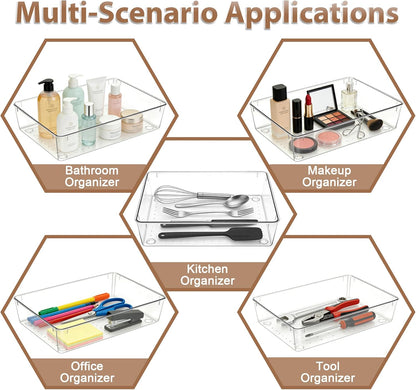 6"*9" Clear Drawer Organizers for Makeup, Vanity, Office