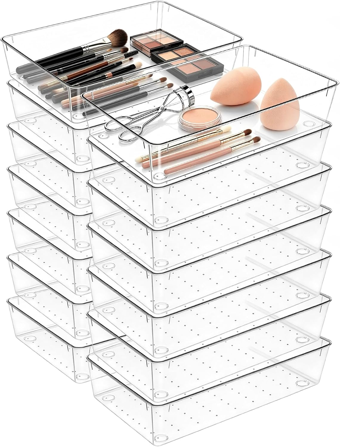 6"*9" Clear Drawer Organizers for Makeup, Vanity, Office