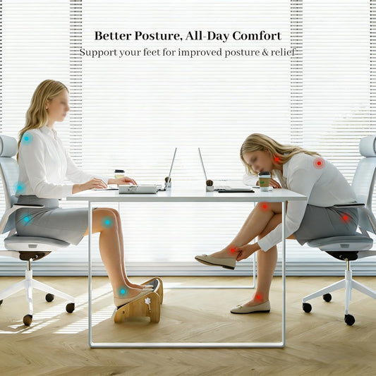 Foot Rest Under Desk, Bamboo Ergonomic Office Foot Stool (Natural)