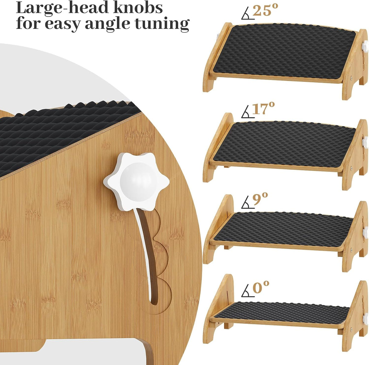 Foot Rest Under Desk, Bamboo Ergonomic Office Foot Stool (Natural)