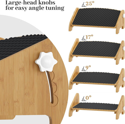 Foot Rest Under Desk, Bamboo Ergonomic Office Foot Stool (Natural)