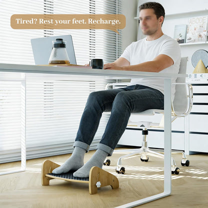 Foot Rest Under Desk, Bamboo Ergonomic Office Foot Stool (Natural)