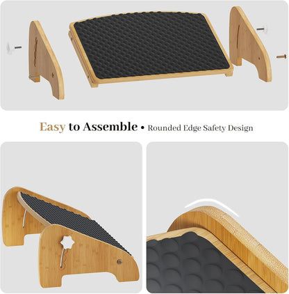 Foot Rest Under Desk, Bamboo Ergonomic Office Foot Stool (Natural)