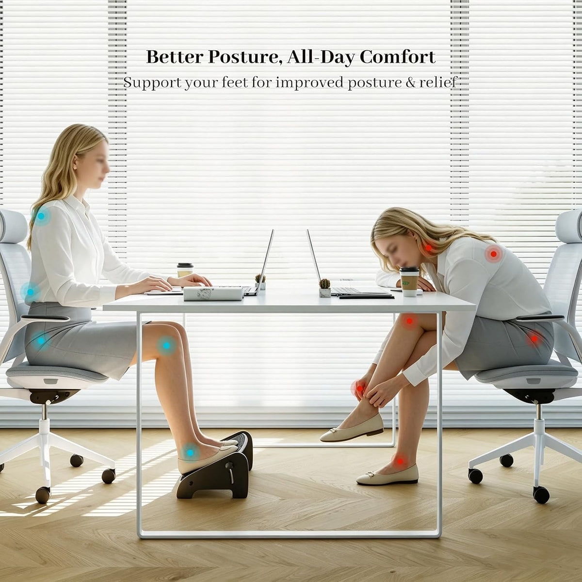 Foot Rest Under Desk, Bamboo Ergonomic Office Foot Stool (Natural)