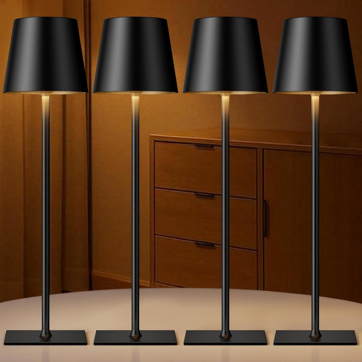 Kakanuo Gold Rechargeable Table Lamp, Cordless Battery Operated Lamp Set