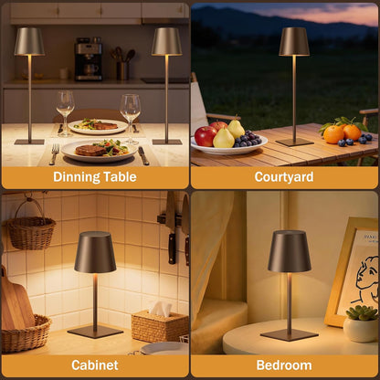 Kakanuo Gold Rechargeable Table Lamp, Cordless Battery Operated Lamp Set