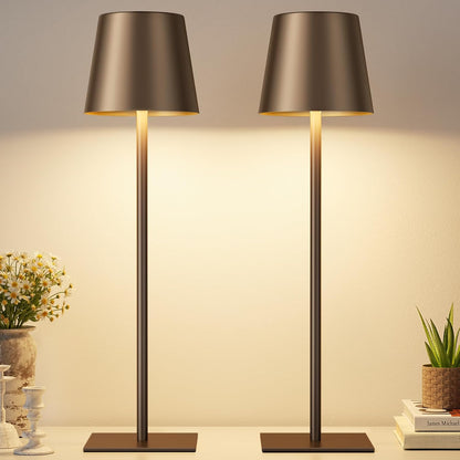 Kakanuo Gold Rechargeable Table Lamp, Cordless Battery Operated Lamp Set
