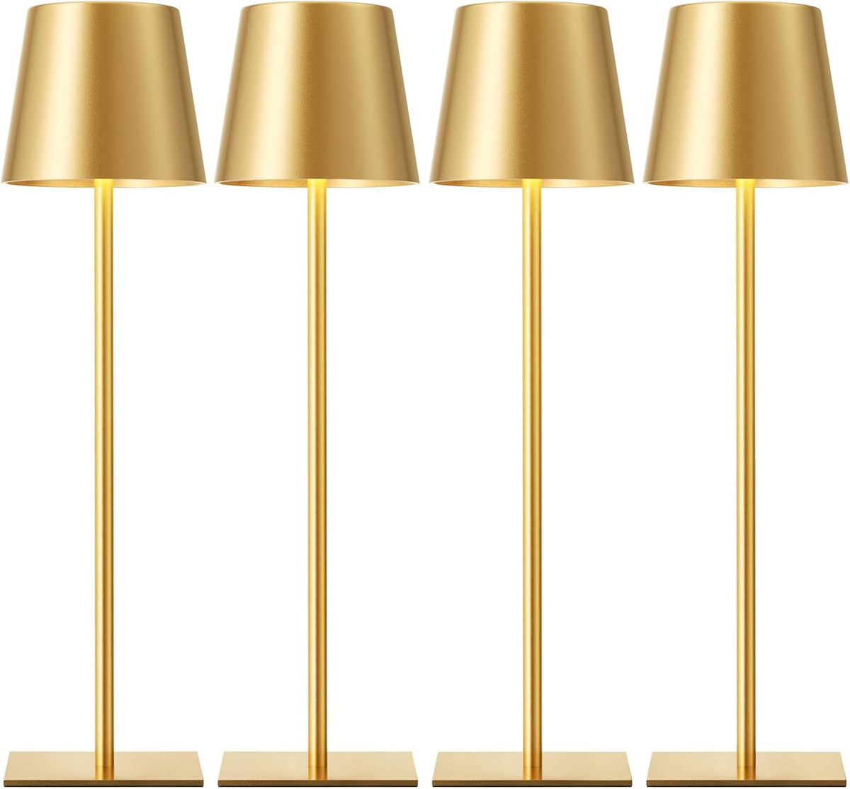 Kakanuo Gold Rechargeable Table Lamp, Cordless Battery Operated Lamp Set