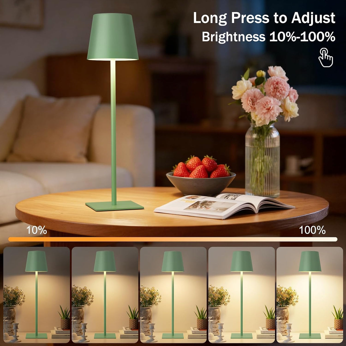 Kakanuo Gold Rechargeable Table Lamp, Cordless Battery Operated Lamp Set