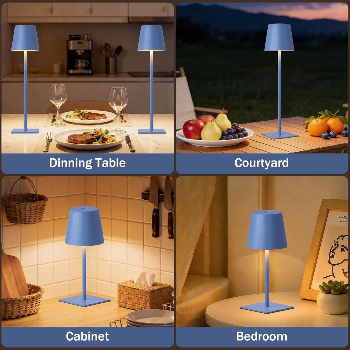 Kakanuo Gold Rechargeable Table Lamp, Cordless Battery Operated Lamp Set
