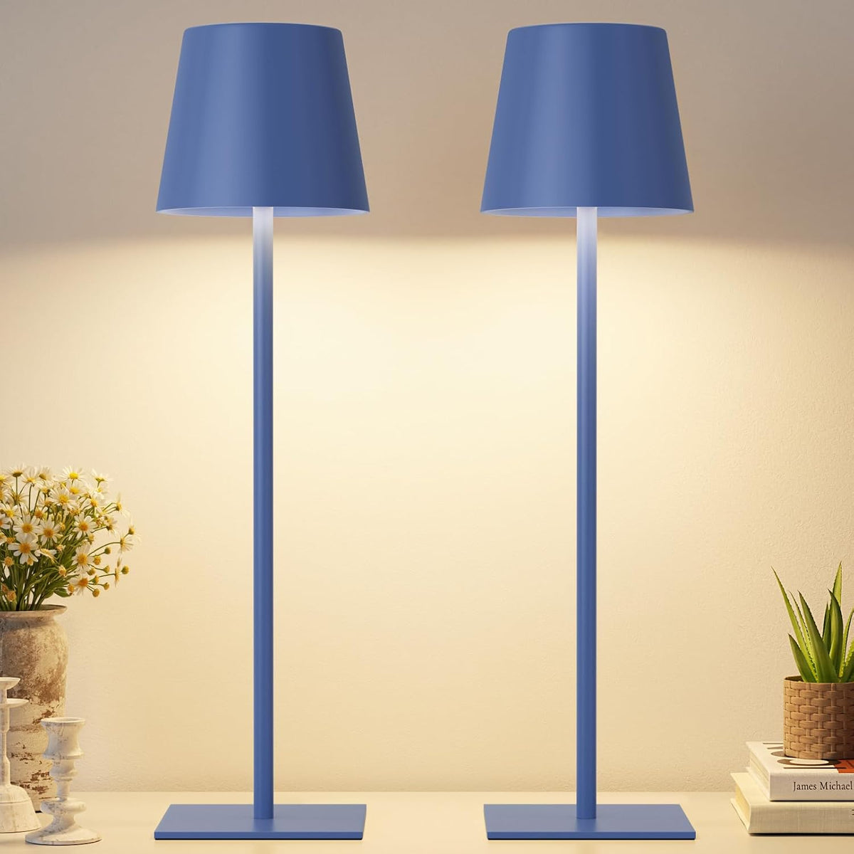 Kakanuo Gold Rechargeable Table Lamp, Cordless Battery Operated Lamp Set