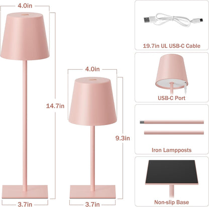 Kakanuo Gold Rechargeable Table Lamp, Cordless Battery Operated Lamp Set