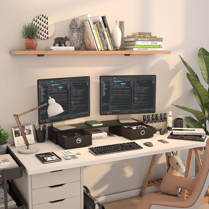 Dual Monitor Stand Riser with Two Drawers, Extra Large Storage Monitor Stand for 2 Monitors, Desktop Organizer Stand Storage for Computer,Laptop,Screen,Printer,TV