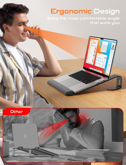 Laptop Stand for Desk, Aluminum Laptop Riser Holder with Wrist Support