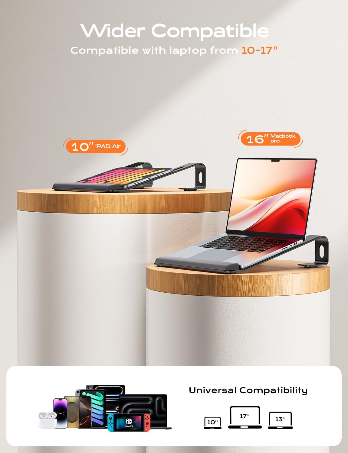 Laptop Stand for Desk, Aluminum Laptop Riser Holder with Wrist Support