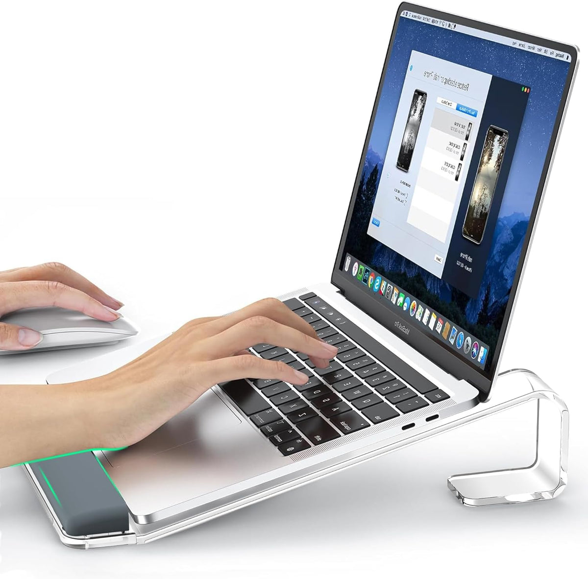 Laptop Stand for Desk, Aluminum Laptop Riser Holder with Wrist Support