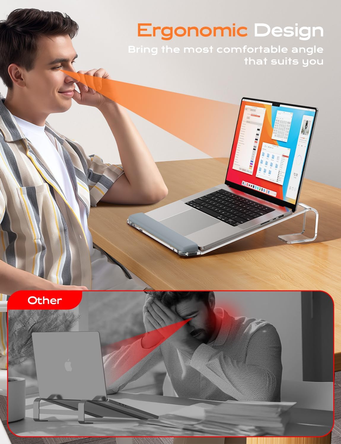 Laptop Stand for Desk, Aluminum Laptop Riser Holder with Wrist Support