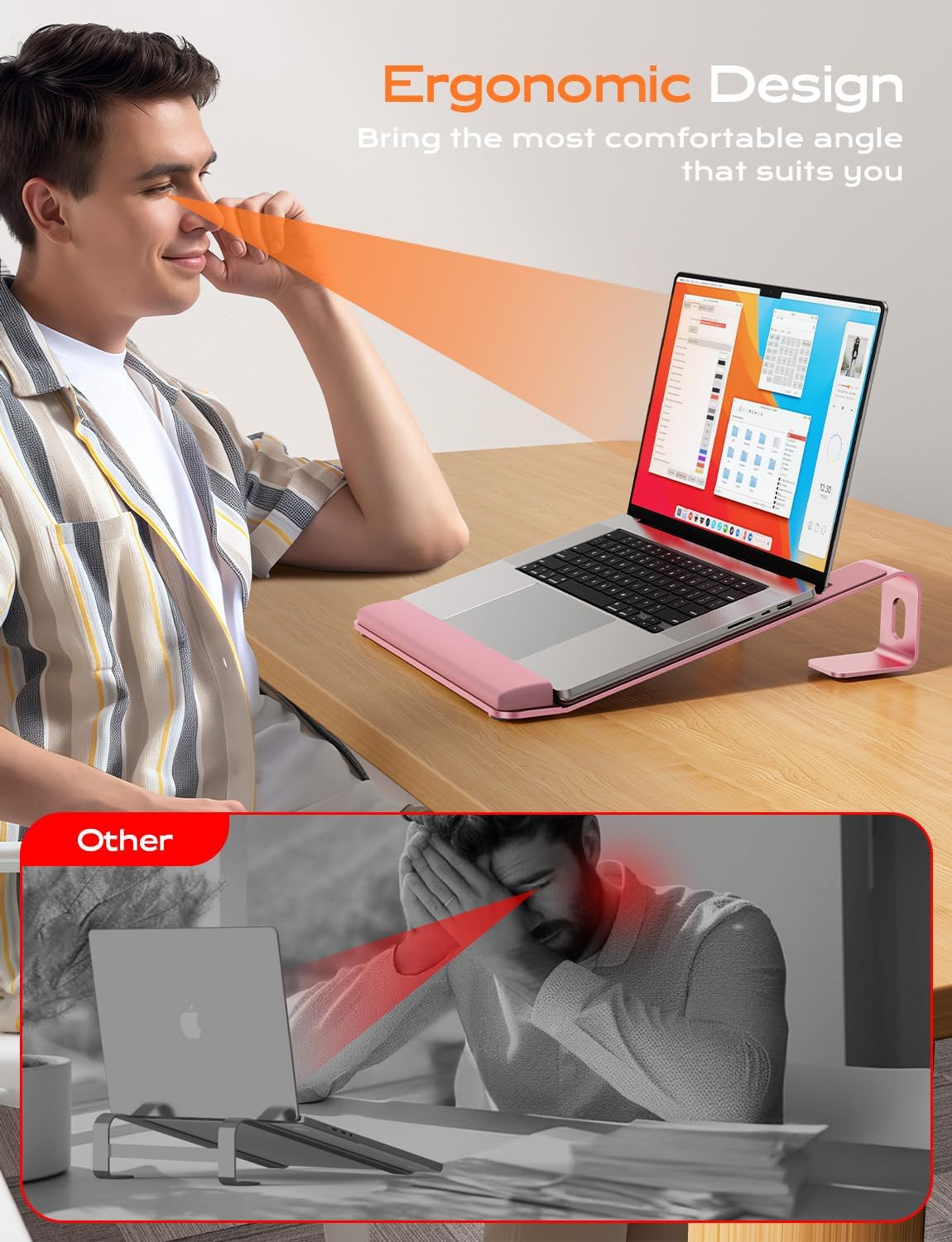 Laptop Stand for Desk, Aluminum Laptop Riser Holder with Wrist Support