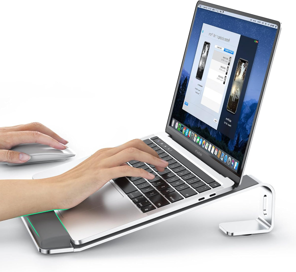 Laptop Stand for Desk, Aluminum Laptop Riser Holder with Wrist Support