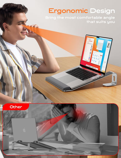 Laptop Stand for Desk, Aluminum Laptop Riser Holder with Wrist Support