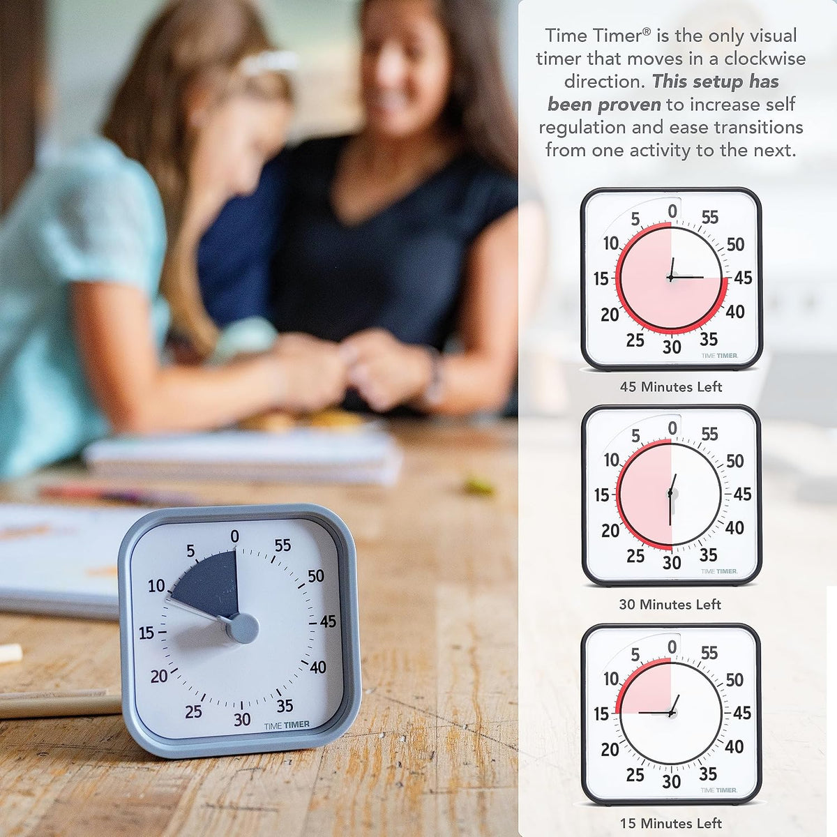 Home MOD – 60-Minute Visual Timer Home Edition, Silent Operation Study Tool for Kids Desk, Homeschool Supplies, Office & Meetings (Lake Day Blue)