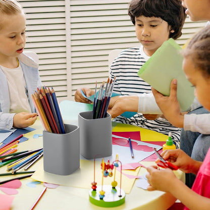 Ceramic Pen Holder Set of 2, Pencil Cup for Desk, Matte gray