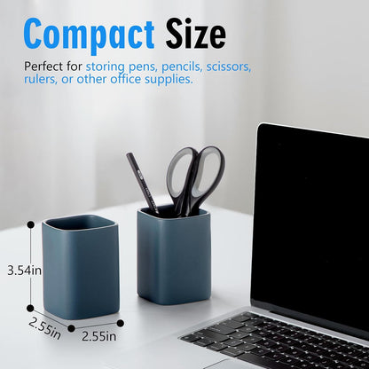Ceramic Pen Holder Set of 2, Pencil Cup for Desk, Matte gray