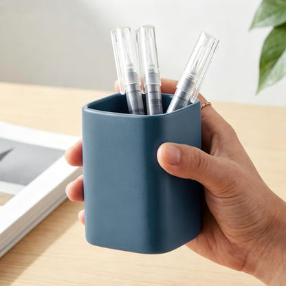 Ceramic Pen Holder Set of 2, Pencil Cup for Desk, Matte gray