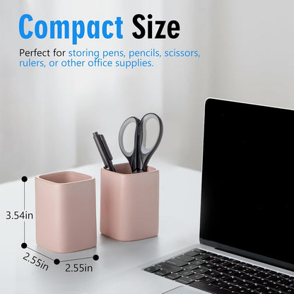 Ceramic Pen Holder Set of 2, Pencil Cup for Desk, Matte gray